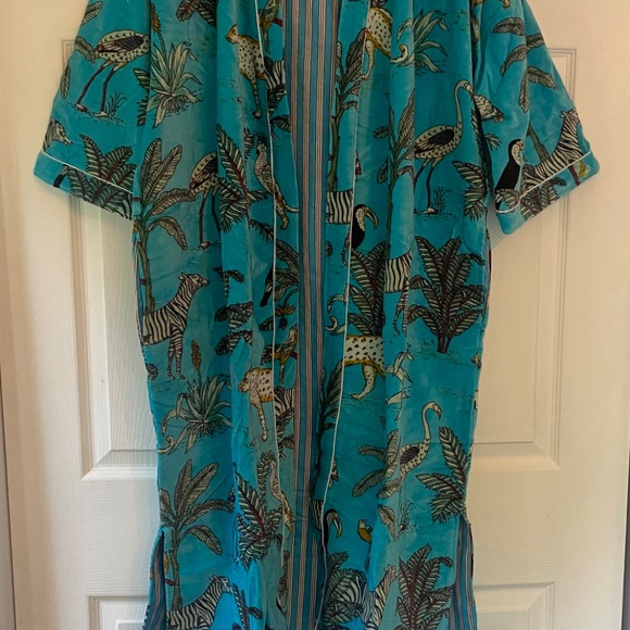 NWOT Handmade Handblock Print Plush Robe one size - Picture 5 of 5